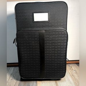 Coach Canvas Leather Signature Rolling Carry On Suitcase (Black) F05421